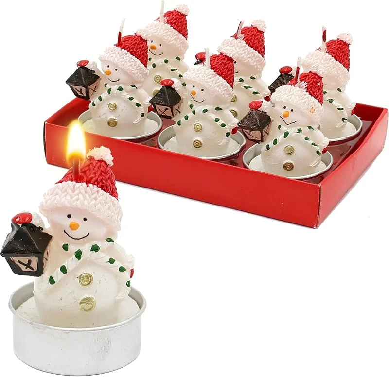 Besuche den Dekohelden24-Store Dekohelden24 6er Set Teelicht Schneemann mit Laterne, Maße je Teelicht L, B, H: 4 x 4 x 7 cm. — Advent und Tisch