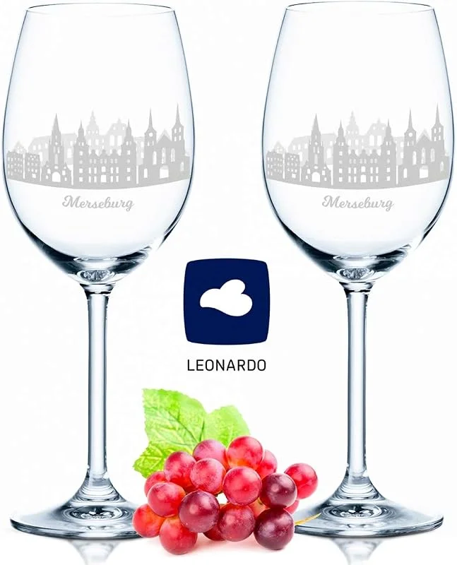 Besuche den GRAVURZEILE-Store GRAVURZEILE Weingläser mit Gravur - Skyline Merseburg im Set - Hochwertige 360° Lasergravur - schönes Geschenk als Andenken, Souvenir oder für Sammler & Weingenießer zum Geburtstag — Wein und Festtafel