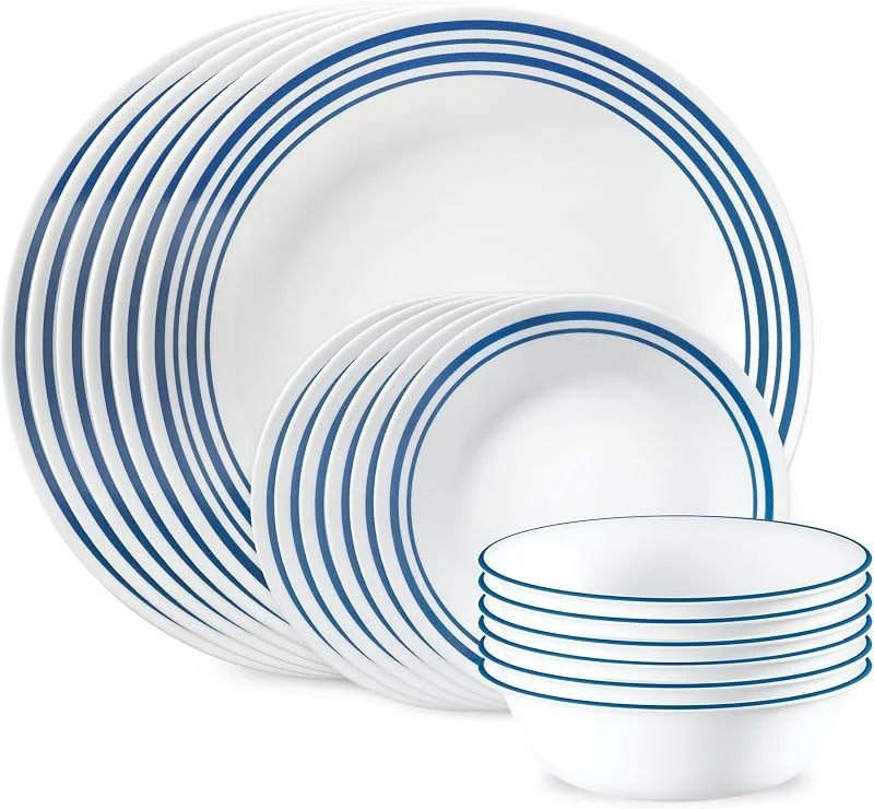 Marke: CORELLE Corelle Vitrelle 18-teiliges Glas-Geschirr-Set für 6 Personen, dreilagig, splitter- und rissfest, Glasteller und Schüssel-Sets, Laila — Advent und Tisch