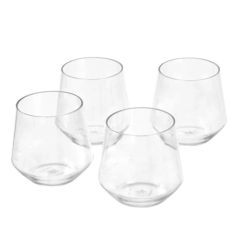 Besuche den Amazon Basics-Store Amazon Basics Tritan-Kunststoff, BPA-frei, spülmaschinentauglich, Weinglas ohne Stiel, bruchsicher, 414ml, transparent, 4er-Set — Wein und Festtafel