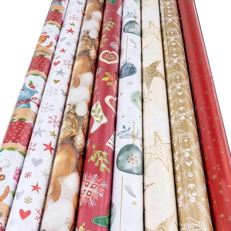 Besuche den levandeo-Store 8er Set Geschenkpapier 70x500cm Bunt Advent Weihnachten 5m Weihnachtspapier Sterne Schneeflocke Xmas — Geschenkverpackung