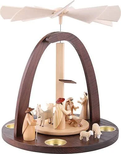 Marke: Theo Lorenz Weihnachtspyramide 1-stöckige Pyramide mit Krippenfiguren 33cm - Original Erzgebirge — Weihnachtsdeko
