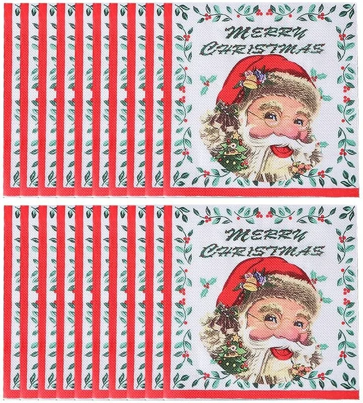 Marke: Ericetion Frohe Weihnachten Serviette 20 Teile, Satz Santa Claus Schneemann Weihnachten Baum Muster Papier Tissue Weihnachten Party Papier Servietten Party Supplies — Geschenkverpackung