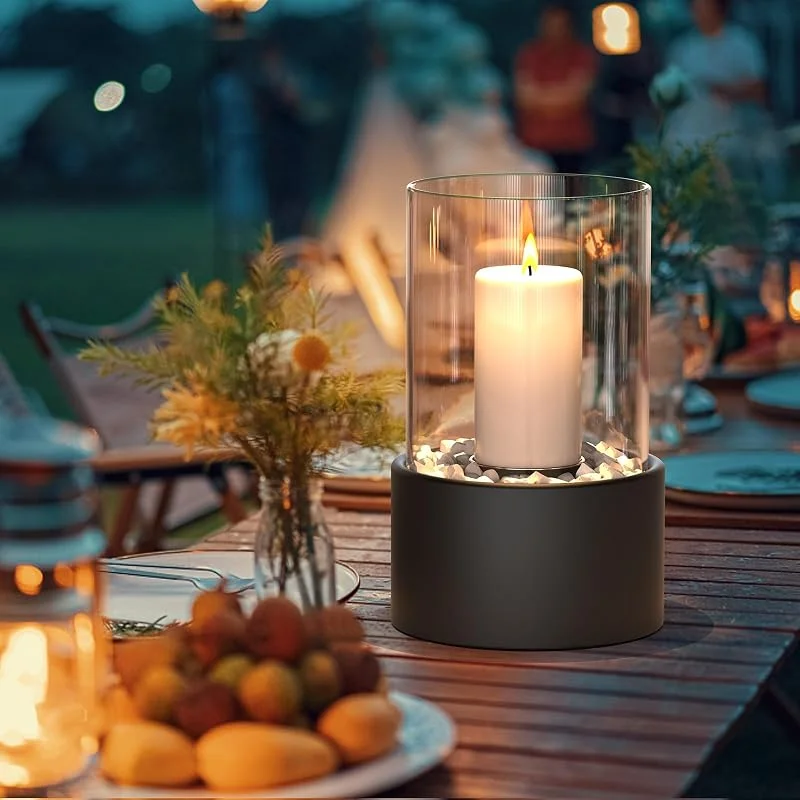 Besuche den delemopure-Store DELEMOPUER 2 IN 1 Windlicht Outdoor Tischfeuer Terrasse Deko 16 x 27CM — Kerzenlicht Abendessen