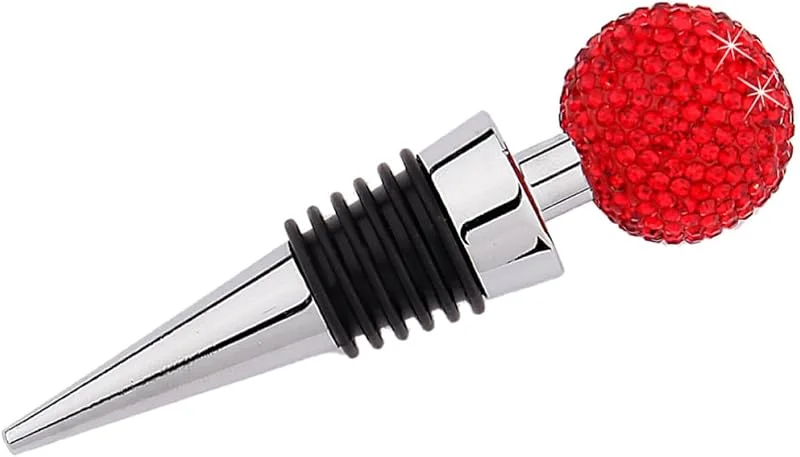 Marke: BESTOYARD Zinklegierung Weinstopper mit Kristallkugel, Roter Flaschenverschluss — Wein und Festtafel