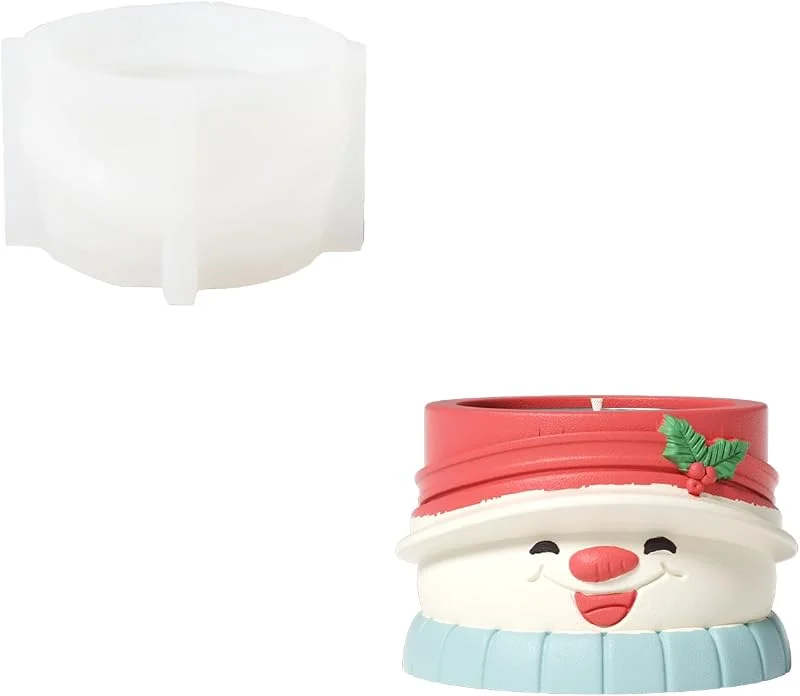 Besuche den BOOWAN NICOLE-Store Boowan Nicole Schneemann Silikonform Teelichthalter für Beton, Beton Silikonformen Gießformen für Kerzenherstellung Weihnachten — Advent und Tisch