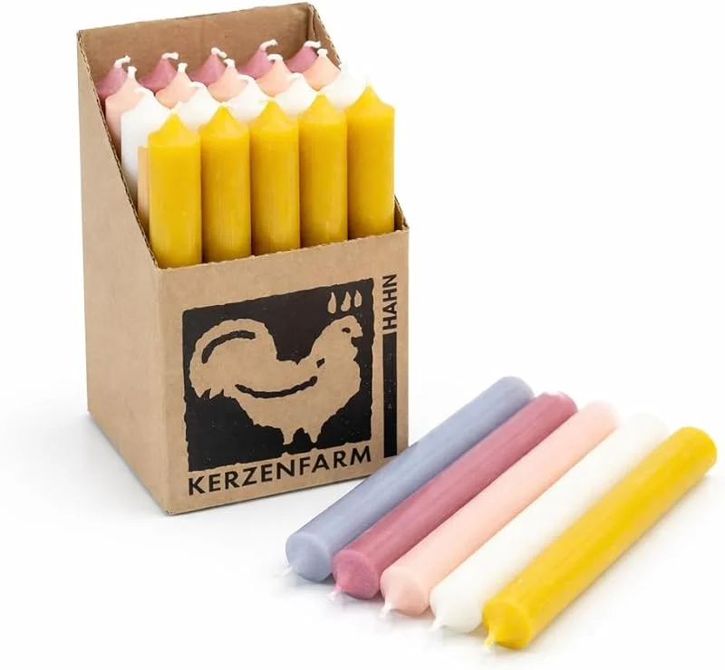Marke: TrendandStylez Stabkerzen 18 cm bunt sortiert, 25er Set Tafelkerzen Ø22 mm Made in Germany, Premium Qualität, Spitzkerzen rußarm & tropfarm – lange Brenndauer Dinnerkerzen für Kerzenständer (Sortierung - 7) — Kerzenlicht Abendessen