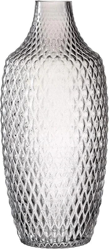Besuche den LEONARDO HOME-Store Leonardo Poesia Tisch-Vase, handgefertigte Deko-Vase in Grau, ovale Blumen-Vase aus Glas, Tisch-Dekoration mit Relief-Optik, 30 cm hoch, 018679 — Kerzenlicht Abendessen