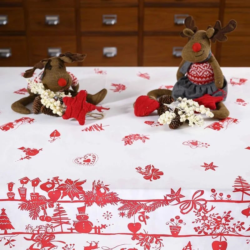 Marke: Giovanni Dolcinotti Giovanni Dolcinotti Tischdecke, rechteckig, schmutzabweisend, Weihnachten, 140 x 220 cm, Jacquard Damast, 8 Plätze – 100 % Made in Italy – Weihnachtsdekoration — Küche & Haushalt