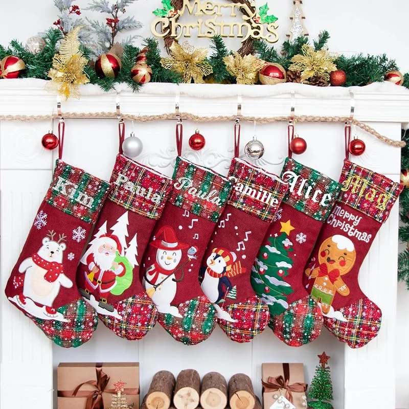 Besuche den Beyond Your Thoughts-Store Beyond Your Thoughts Personalisiert Weihnachtsstrumpf, Benutzerdefinierte Fleisch Nikolausstrumpf Kamin mit Namen, 1 Stück Großer Christmas Stocking — Weihnachtsdeko