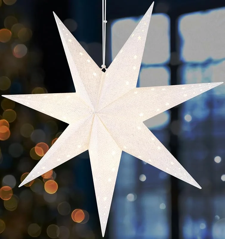 Besuche den BRUBAKER-Store BRUBAKER Weihnachtsstern zum Aufhängen mit E14 Fassung - 60 cm Papierstern — Weihnachtsdeko