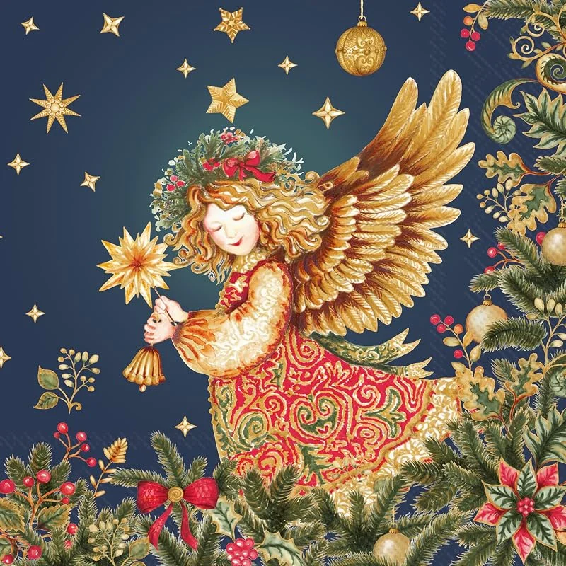 Besuche den ihr SINCE 1977-Store 20 Servietten Weihnachten Engel an florale Ornamente als Tischdeko. Papierservietten mit Motiv. Auch für Decoupage und Serviettentechnik 33x33cm — Advent und Tisch