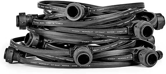 Besuche den NCC-Licht-Store NCC-Licht Illu Lichterkette Komplettset 10m mit 20 E27 Fassungen schwarz LED Filament Birne 2W = 25W klar 250lm 2700K — Weihnachtsbeleuchtung