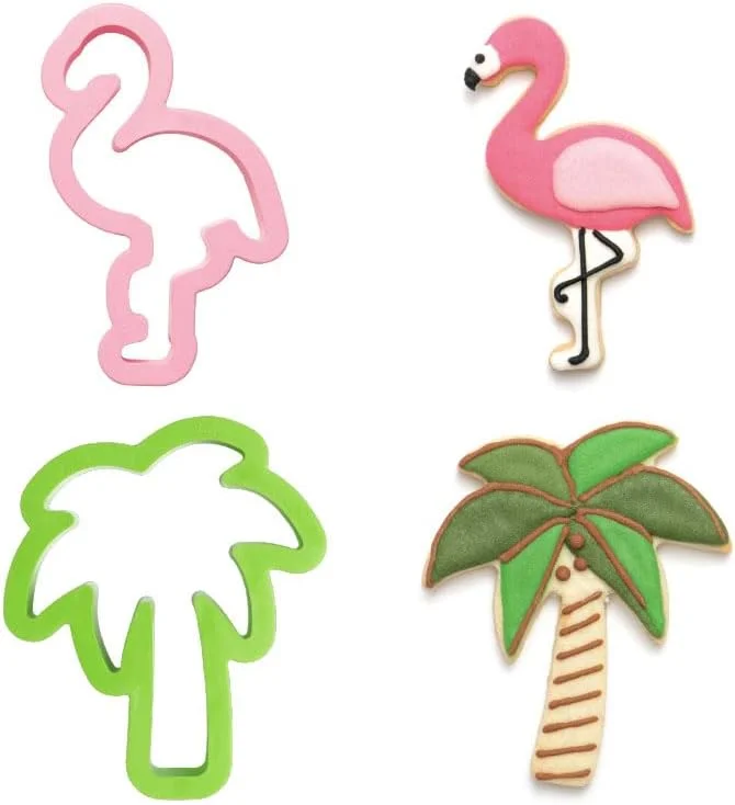 Marke: Decora Decora 0255071 AUSSTECHER AUS KUNSTSTOFF FLAMINGO UND PALME 2-TLG 10, 9, 5XH2CM, Grün, Rose — Weihnachtskueche