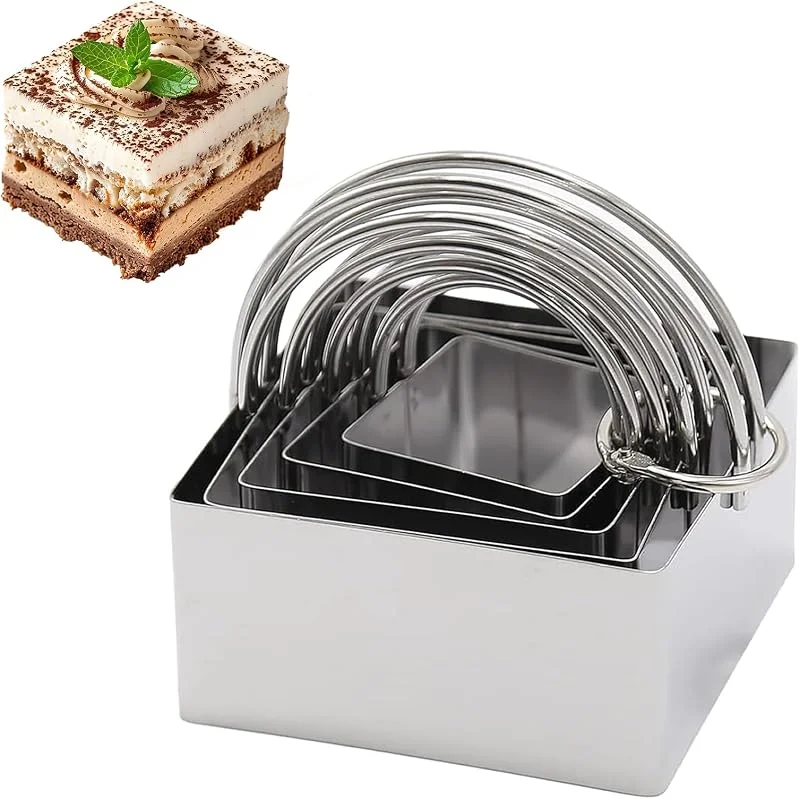 Marke: Cohentbliss 5 Stück Quadratische Ausstechformen, Keksausstecher Set, Edelstahl Ausstechformen, Plätzchen Ausstecher, für Keks Backen DIY Fondant Gebäckformen, 4 cm to 8 cm (5 Größen) — Weihnachtskueche