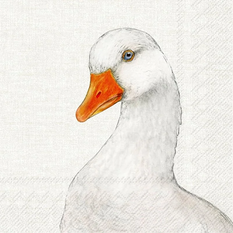 Marke: IHR Ideal Home Range IHR - L 1072760 - Lunch Servietten, Papier, 20 Stück, Farm Goose, Gans, weiß, 33cm x 33cm, 3 Lagig — Advent und Tisch