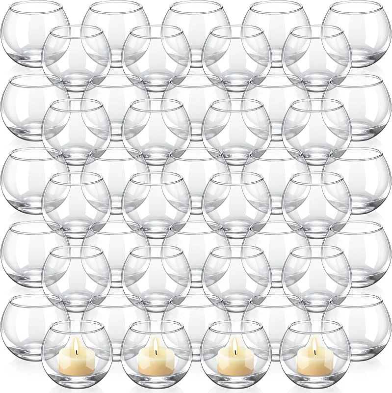 Marke: Ziliny Ziliny 48 Stück klare Glas-Votivkerzenhalter, Großpackung Teelichthalter, Hochzeitstischdekoration, Vase für Hochzeit, Brautparty, Party-Dekoration — Kerzenlicht Abendessen