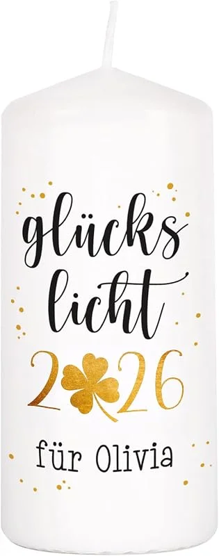 Besuche den Herz & Heim-Store Herz & Heim® Festliche Stumpenkerze zu Weihnachten oder für den Advent, verschiedene Motive, personalisiert Glückslicht — Advent und Tisch