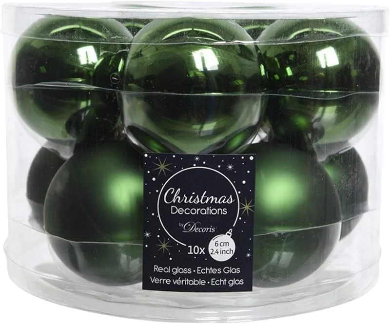 Marke: Zeus Party Weihnachtskugel aus Glas, Grün, 6 cm — Weihnachtsdeko