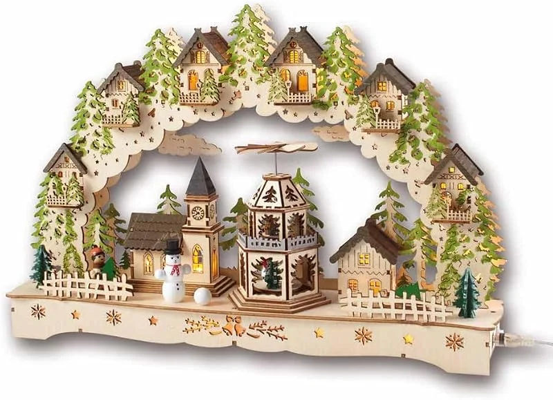 Besuche den EUROtops-Store EUROtops LED-Schwibbogen mit Musik und drehender Weihnachtspyramide, Holz — Weihnachtsdeko