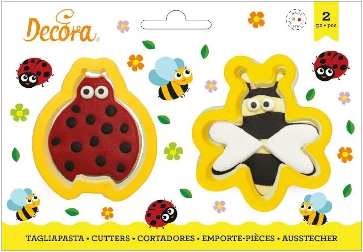 Marke: Decora Decora 0255193 AUSSTECHER AUS KUNSTSTOFF MARIENKÄFER UND BIENE 2-TLG — Weihnachtskueche