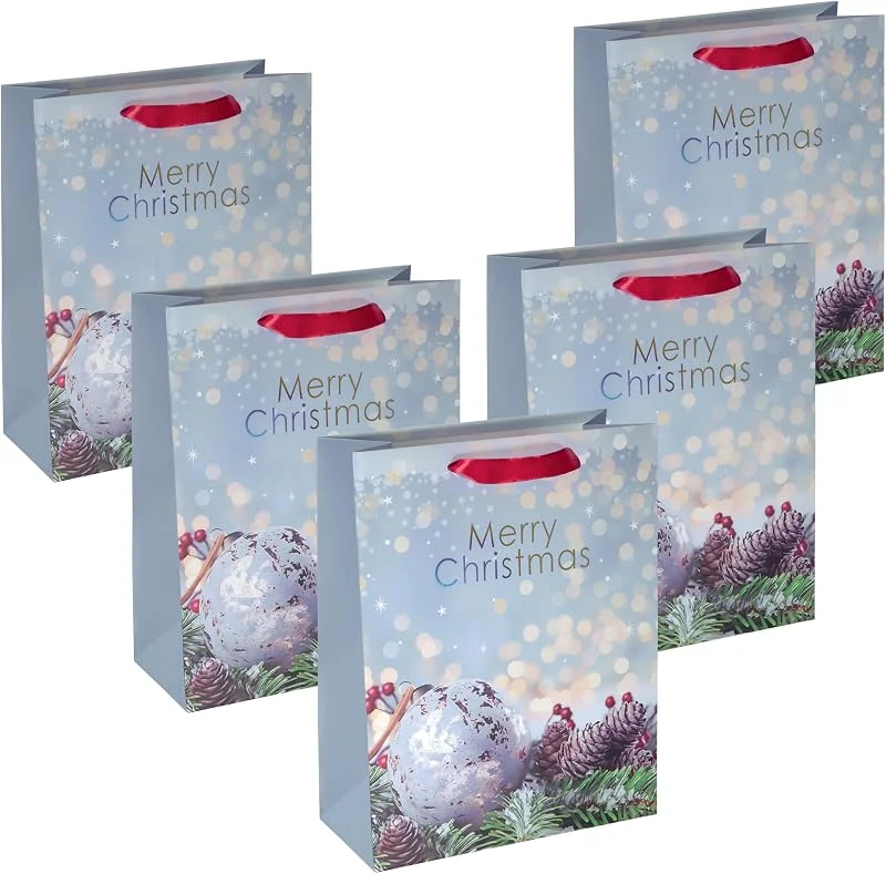 Besuche den Sigel-Store SIGEL Premium Geschenktüten Charming Christmas groß 33 x 26 cm 5er Set — Geschenkverpackung