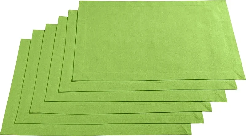 Besuche den REDBEST-Store REDBEST Tischset, Platzset, Untersetzer Uni 6er-Pack Seattle, 100% Baumwolle apfelgrün Größe 30x45 cm - Robustes, glattes Gewebe, mit hochwertigem Kuvertsaum — Küche & Haushalt