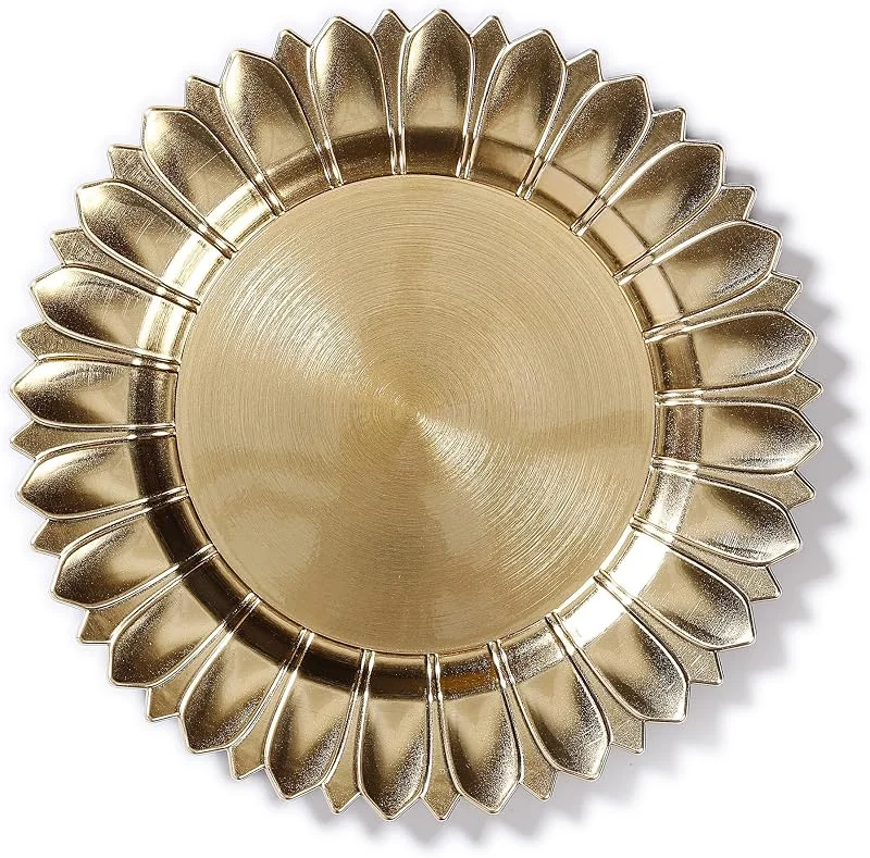 Besuche den Inge-glas-Store Dekoteller 33cm Kunststoff mit Strahlenkranz - festliche Platzteller für verschiedene Anlässe - Tischdeko Unterteller für Hochzeit Weihnachten - Weihnachtsteller Weihnachtsdeko - Gold metallic — Advent und Tisch