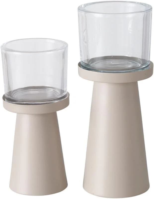 Marke: BOLTZE BOLTZE Pius Windlicht beige 2tlg — Kerzenlicht Abendessen