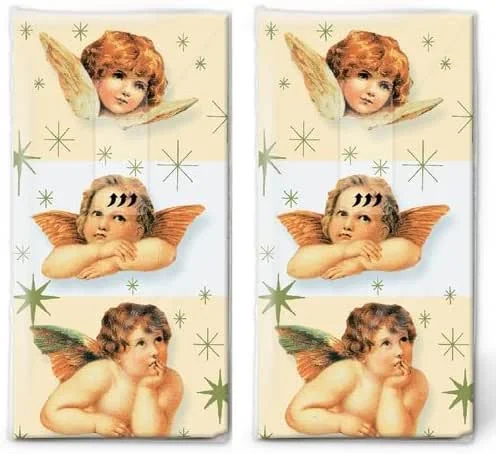 Marke: Paper+Design 20 einzelne Taschentücher Weihnachten Süße Engel. 2 Packungen mit 10 einzelnen Papiertaschentücher bedruckt als Geschenk. — Advent und Tisch