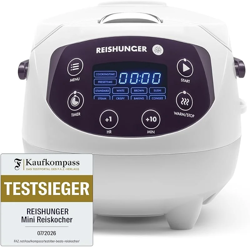 Besuche den Reishunger-Store REISHUNGER Digitaler Reiskocher klein – 0, 6 L bis 3 Personen – Weiß — Wein und Festtafel