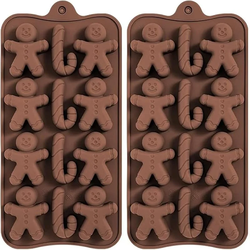Marke: VELOKOVA Weihnachts-Silikon-Backformen, 12 Mulden, Lebkuchenmänner und Zuckerstangenformen für Schokolade, Kekse, Gelee, Muffins, BPA-frei, Party-DIY-Dekoration, 2 Stück — Weihnachtskueche