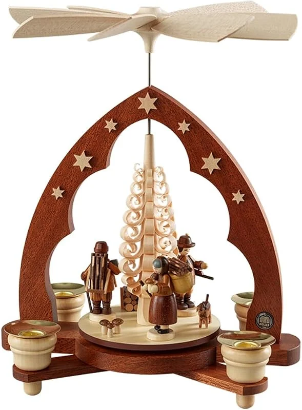 Marke: Müller Mueller Weihnachtspyramide Waldleute, 1-stöckig, 28 cm hoch, natur, original Erzgebirge Seiffen — Weihnachtsdeko