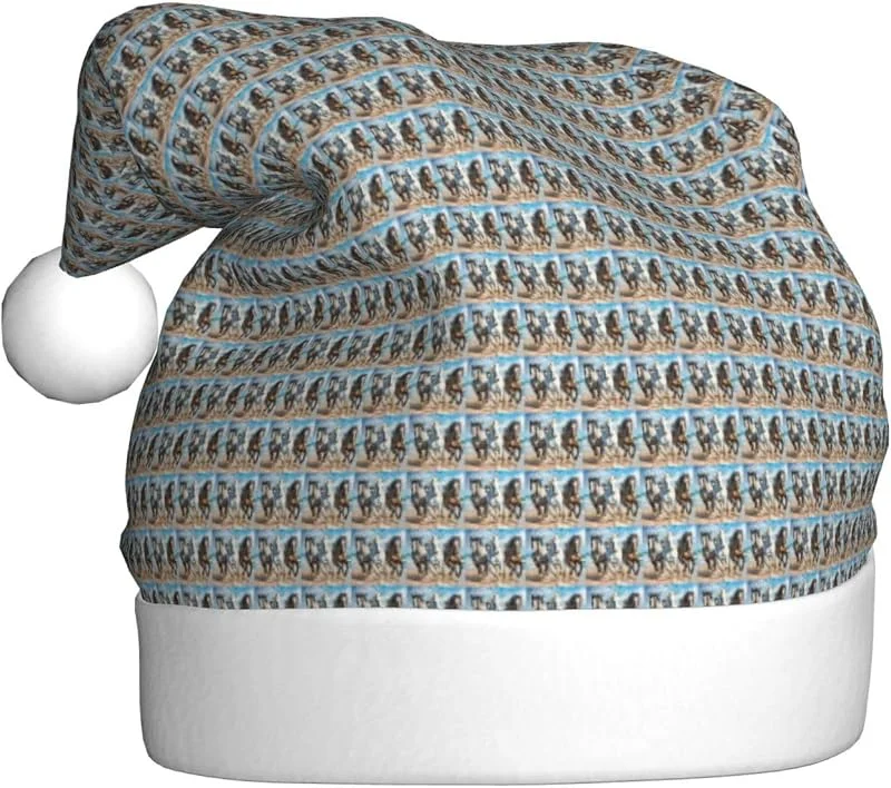 Marke: Tamiger Pferde laufender Kunstdruck Weihnachtsmützen saisonal festlich — Weihnachtsmode