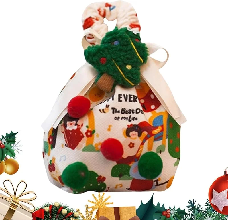 Marke: Generisch Weihnachtliche Geschenktüten, 6 Stück, Weihnachtsmann, Elch, Kordelzug — Geschenkverpackung
