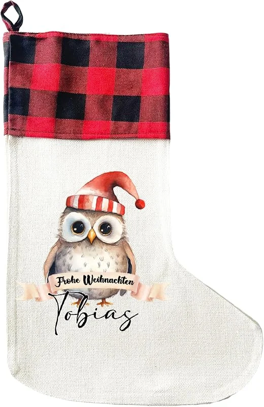 Besuche den LIEBTASTISCH-Store LIEBTASTISCH Personalisierter Weihnachtsstrumpf mit Motiv und Wunschnamen, Nikolausstrumpf für Weihnachten - Geschenkbeutel, Geschenkidee 40 x 30cm — Weihnachtsdeko