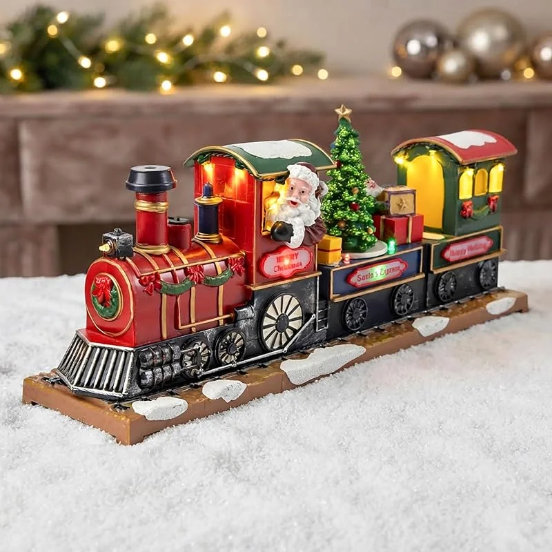Besuche den Spetebo-Store Spetebo LED Weihnachtsszene Zug mit drehendem Tannenbaum - 38 x 17 cm — Weihnachtsdeko