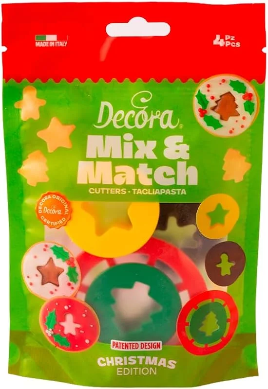 Marke: Decora Decora 0255044 Ausstecher Ochsenauge, aus Kunststoff, das ideale Set für Dekorationen aus Zuckerpaste oder Gummipaste, hergestellt in Italien, originelles Design. Packung mit 4 Stück. — Weihnachtskueche