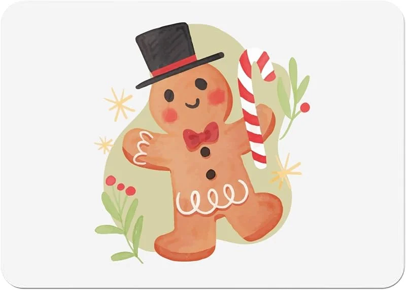 Marke: Fabulous 4 Platzsets mit Unterseite aus Kork, Weiß, Lebkuchenmann, Weihnachts-Illustration, groß, 39, 5 x 28, 5 cm — Küche & Haushalt