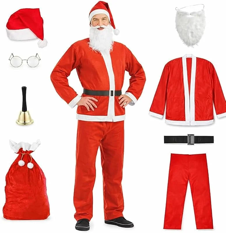 Besuche den Costumed-Store 8 in 1 Set Weihnachtsmannkostüm & Nikolauskostüm - Santa Costume - für Weihnachten - Kostüm für Nikolaus - Weihnachtsmann - Santa Claus - Herren & Erwachsene — Weihnachtsmode