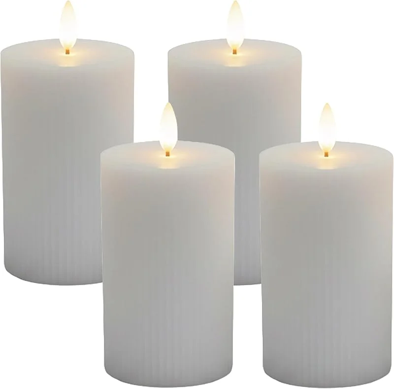 Besuche den Relaxdays-Store Relaxdays LED Kerzen, 4er Set, HxD: 13 x 7, 5 cm, hellgrau — Advent und Tisch