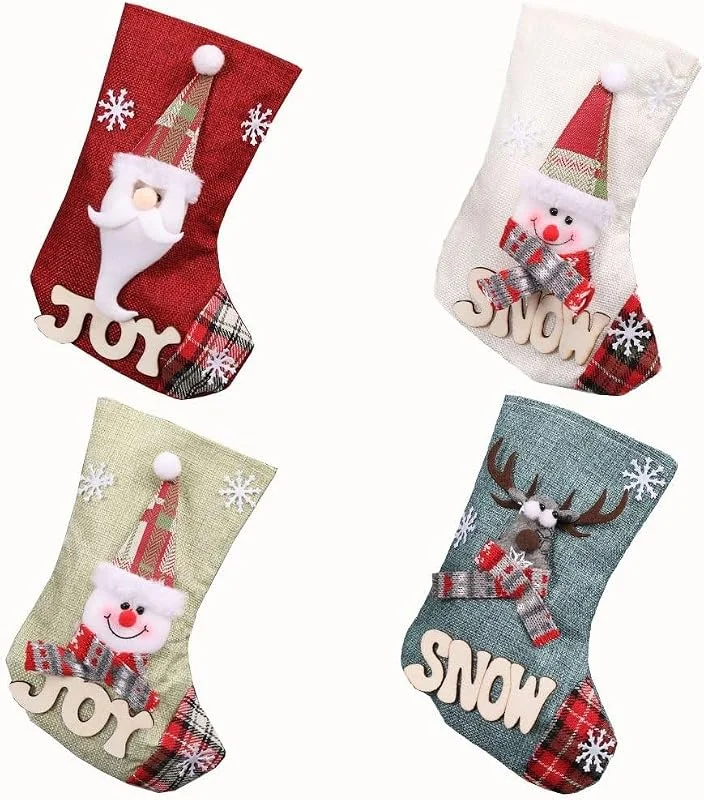 Marke: Zghhc 4-teiliges Weihnachtsstrümpfe-Set Weihnachtsmann, Schneemann, Rentier, Kamindekoration, Geschenk Und Süßigkeitenbeutel-Ornamenten — Weihnachtsdeko