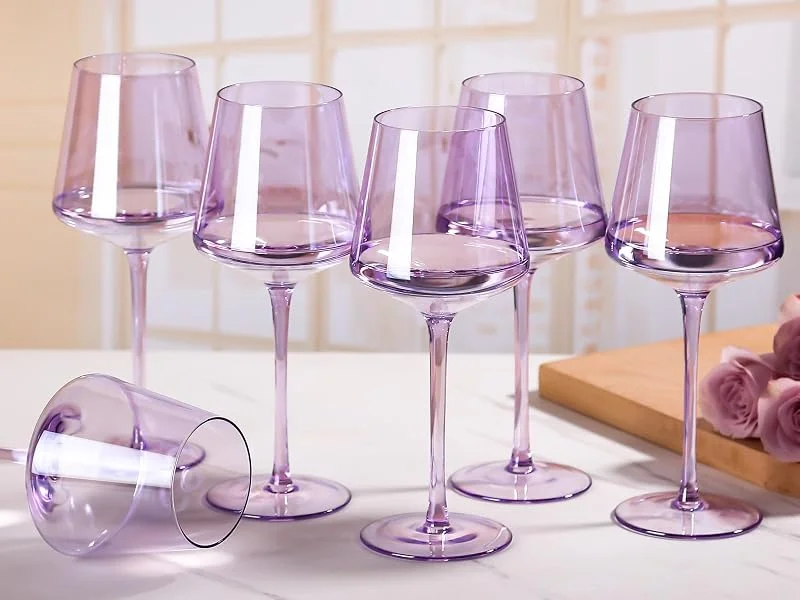 Marke: Physkoa Physkoa Violettes Weingläser-Set mit 170, 400 ml, farbige Weingläser, modernes Weingläser-Set, hohe lange Weingläser, Party-Weingläser, perfekt für den Schrank zu Hause — Wein und Festtafel