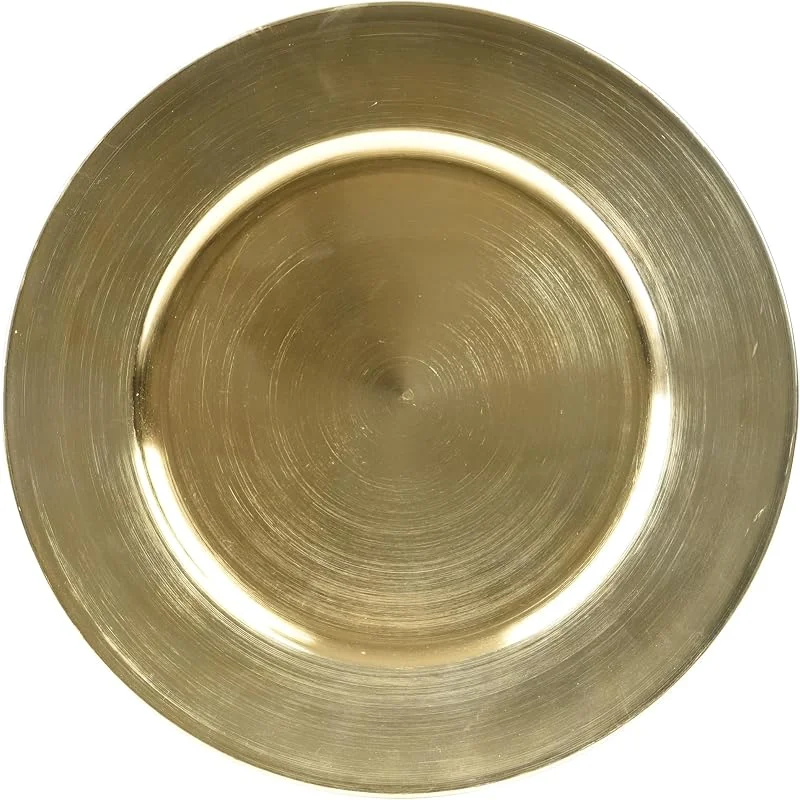 Marke: Kaemingk Dekoteller 33cm Kunststoff glänzend - festliche Platzteller als für verschiedene Anlässe - Tischdeko Unterteller für Hochzeit Jubiläum Weihnachten - Weihnachtsteller Weihnachtsdeko - Gold metallic — Advent und Tisch