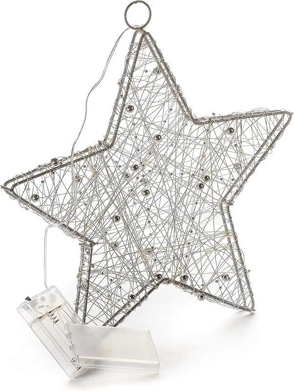 Besuche den DARO DEKO-Store DARO DEKO Lichter-Stern mit 40 LED aus Draht mit Perlenkette verziert — Weihnachtsdeko