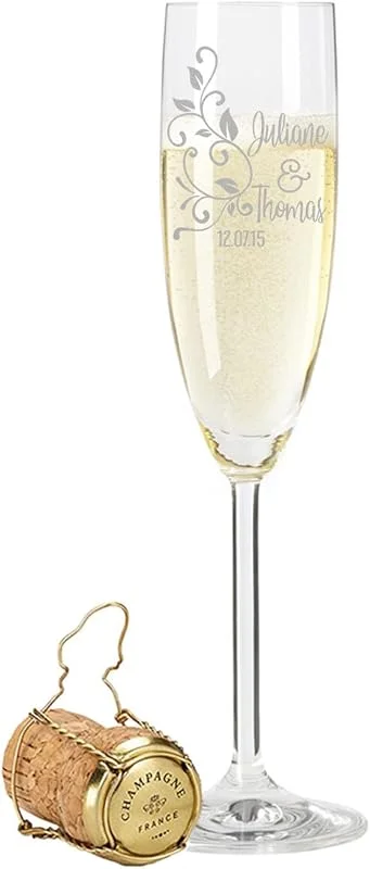 Besuche den GRAVURZEILE-Store GRAVURZEILE Sektglaser - Floral Design - personalisiert mit Wunschgravur Namen & Datum - als Geschenk zur Hochzeit, Verlobung oder zum Jahrestag - das perfekte Hochzeitsgeschenk — Wein und Festtafel
