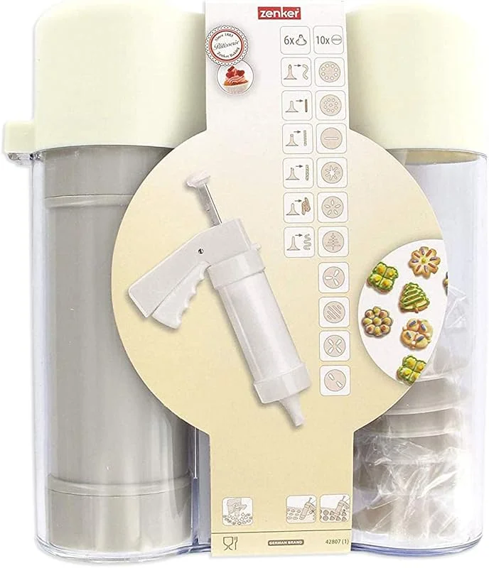Besuche den Zenker-Store Zenker 42807 Professionelle Kekspresse mit 6 Aufsätzen und 10 Scheiben, Kekspresse, Kuchenform, Kunststoff, 21 x 18, 5 x 6, 5 cm, Weiß — Weihnachtskueche