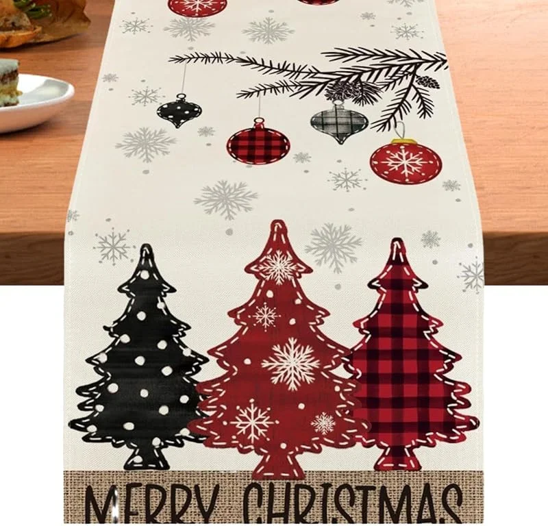 Marke: Generisch Tischläufer für Weihnachten, waschbar, Weihnachtsdekoration, bedruckt — Küche & Haushalt