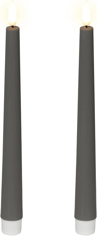 Marke: Lumineo Lumineo LED Kerzen mit Timerfunktion 25, 5cm Kunststoff - Outdoor & Indoor - 2er Set Echtwachskerzen batteriebetrieben - flackernde Flamme Effekt - Wachskerzen Stabkerzen Grau Warmweiß — Advent und Tisch