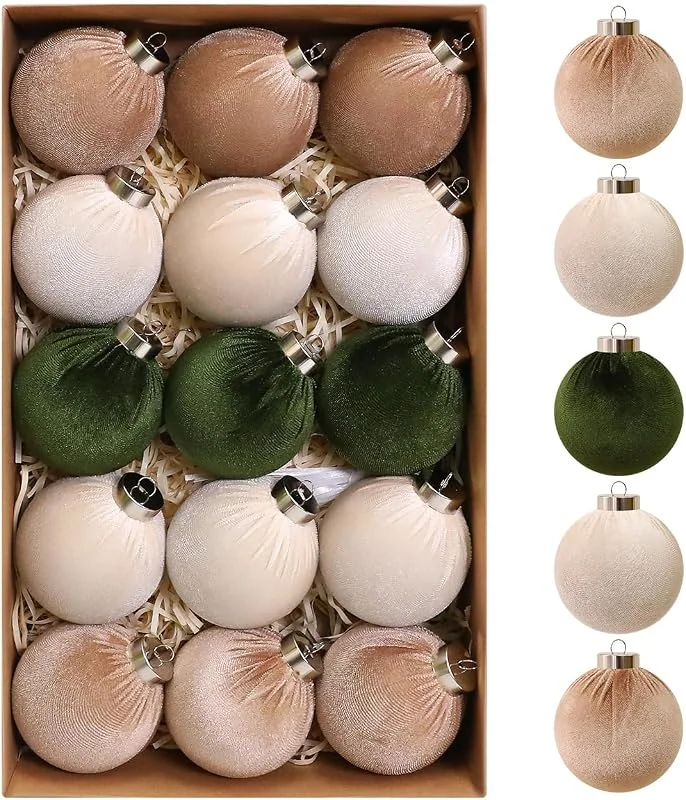 Marke: Inankool 15er Set Weihnachtskugeln 6CM, Samt Christbaumkugeln zum Aufhängen — Weihnachtsdeko